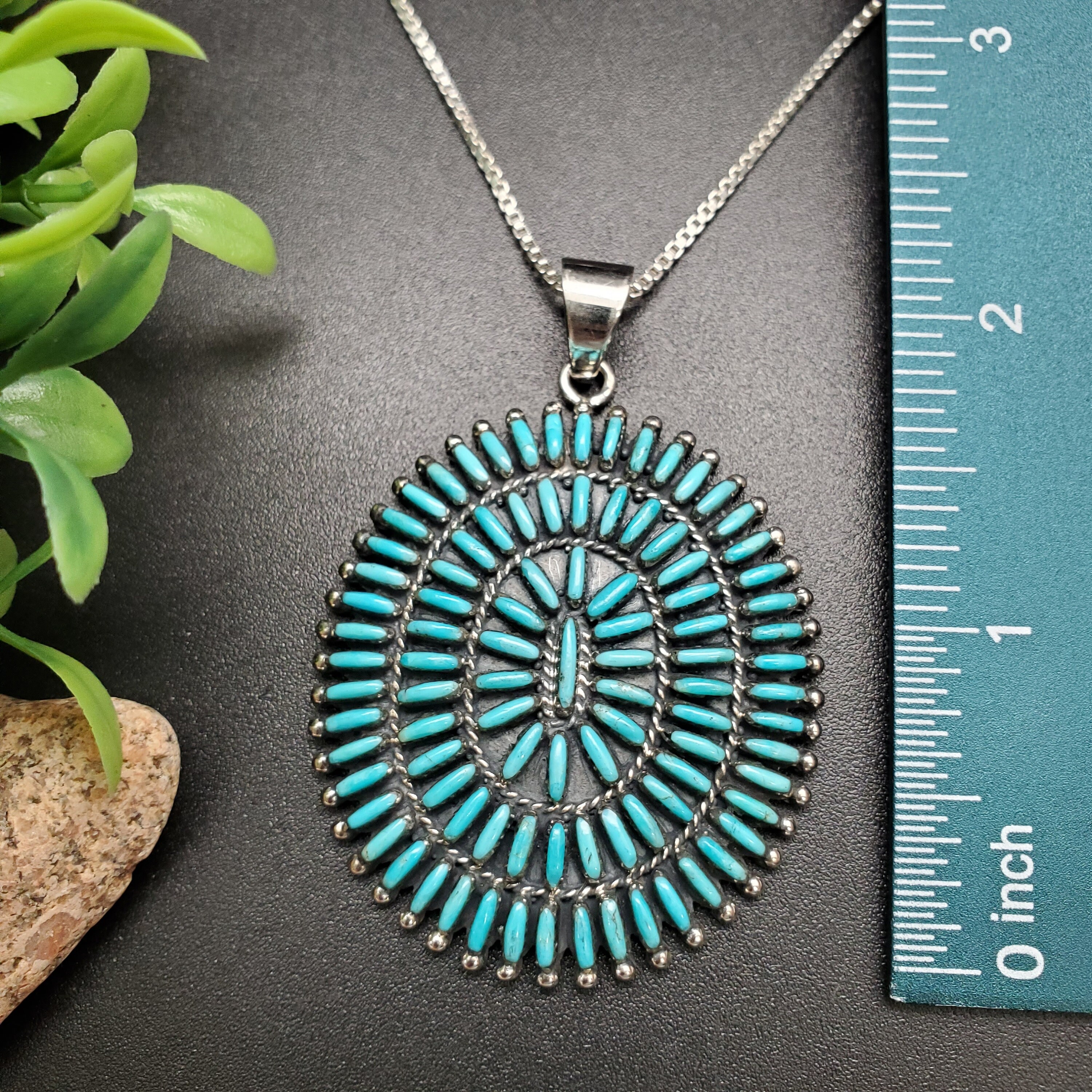 PLNT#316 | Large Zuni Petit Point Turquoise Necklace Pendant PLNT#316 | Large Zuni Petit Point Turquoise Necklace Pendant
