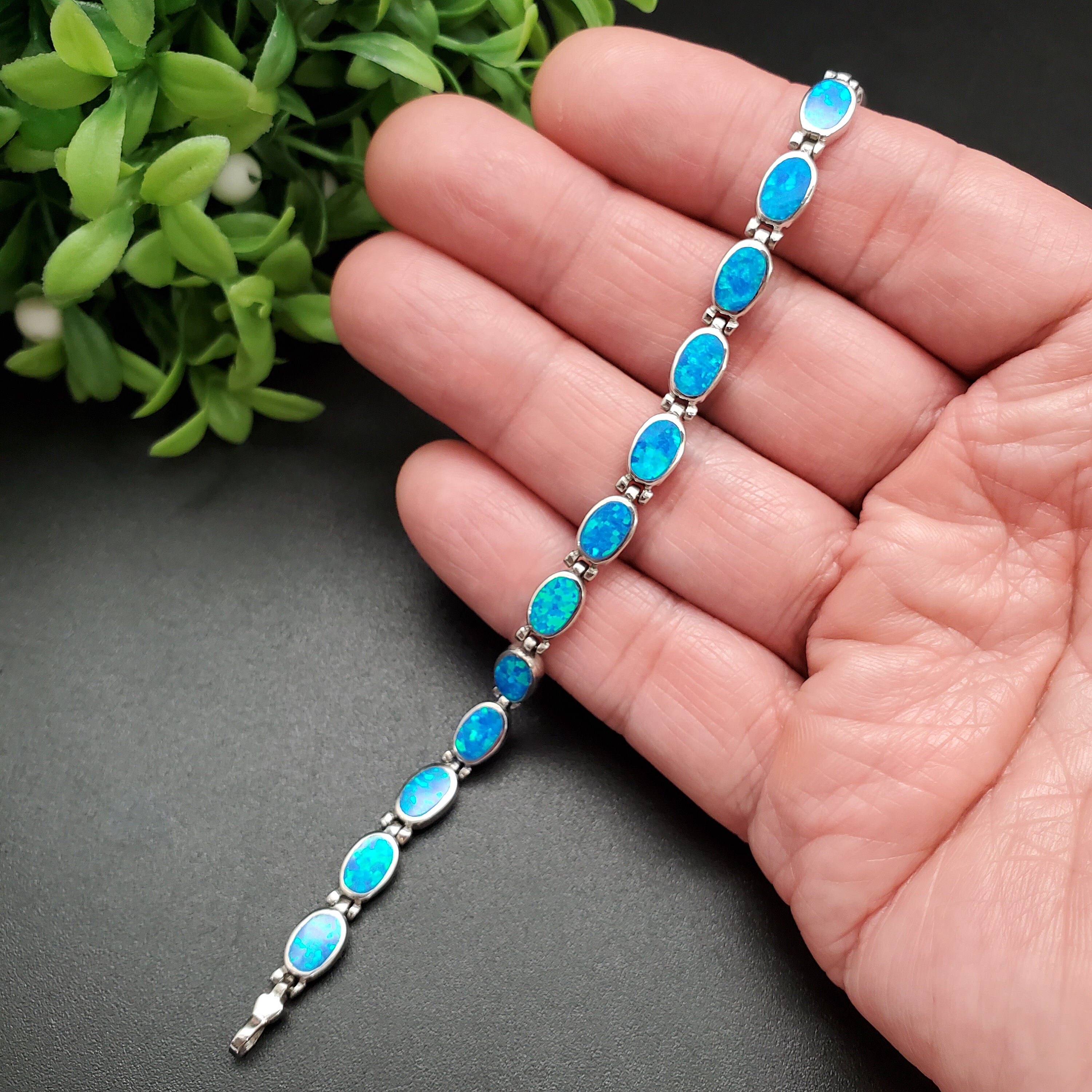 SAM #28 | ブルーオパールインレイリンクブレスレット 7 2/3 インチ