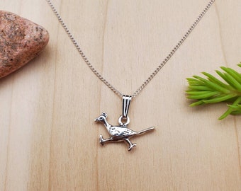 925ForHer Roadrunner Necklace Pendant With Silver Box Chain Necklace 18" | Sterling Silver Roadrunner Necklace | New Mexico Bird Made in USA