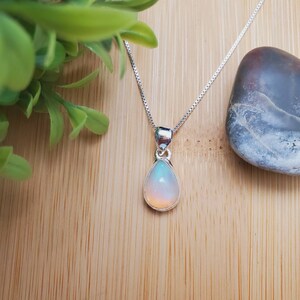SVP#12 | Very Simple Dainty Ethiopian Opal Necklace Pendant With Silver Chain | Sterling Silver Opal Pendant Necklace | Small Opal Pendant