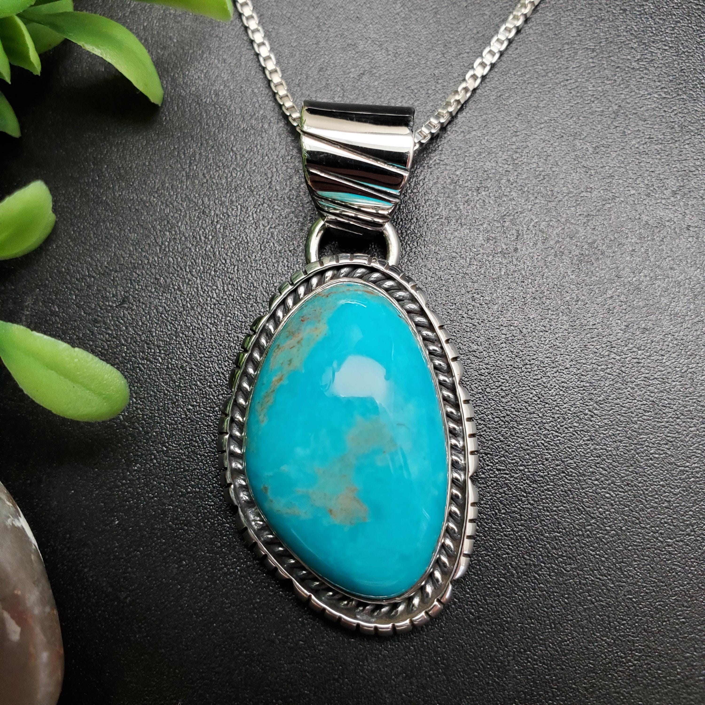 PLNT#102 | Unique Turquoise Necklace Pendant With Silver Chain