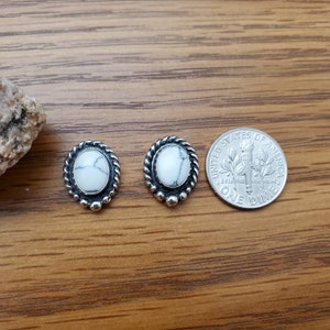925ForHer White Turquoise Post Earrings | White Turquoise Stud Earrings | Sterling Silver White Buffalo Turquoise Jewelry | Turquoise Studs