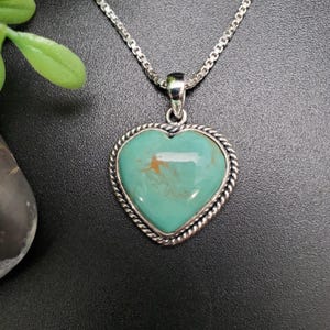 SFH #163 | Lovely Heart Turquoise Necklace Pendant Options Silver Chain | Sterling Silver Turquoise Pendant | Heart Shape Pendant For Her