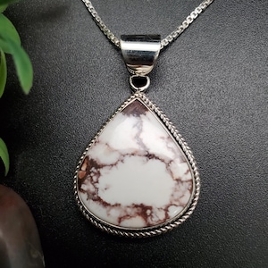 SFH #130 | Unique Wild Horse Necklace Pendant Options Silver Chain Necklace | Big Sterling Silver Wild Horse Turquoise Necklace Pendant
