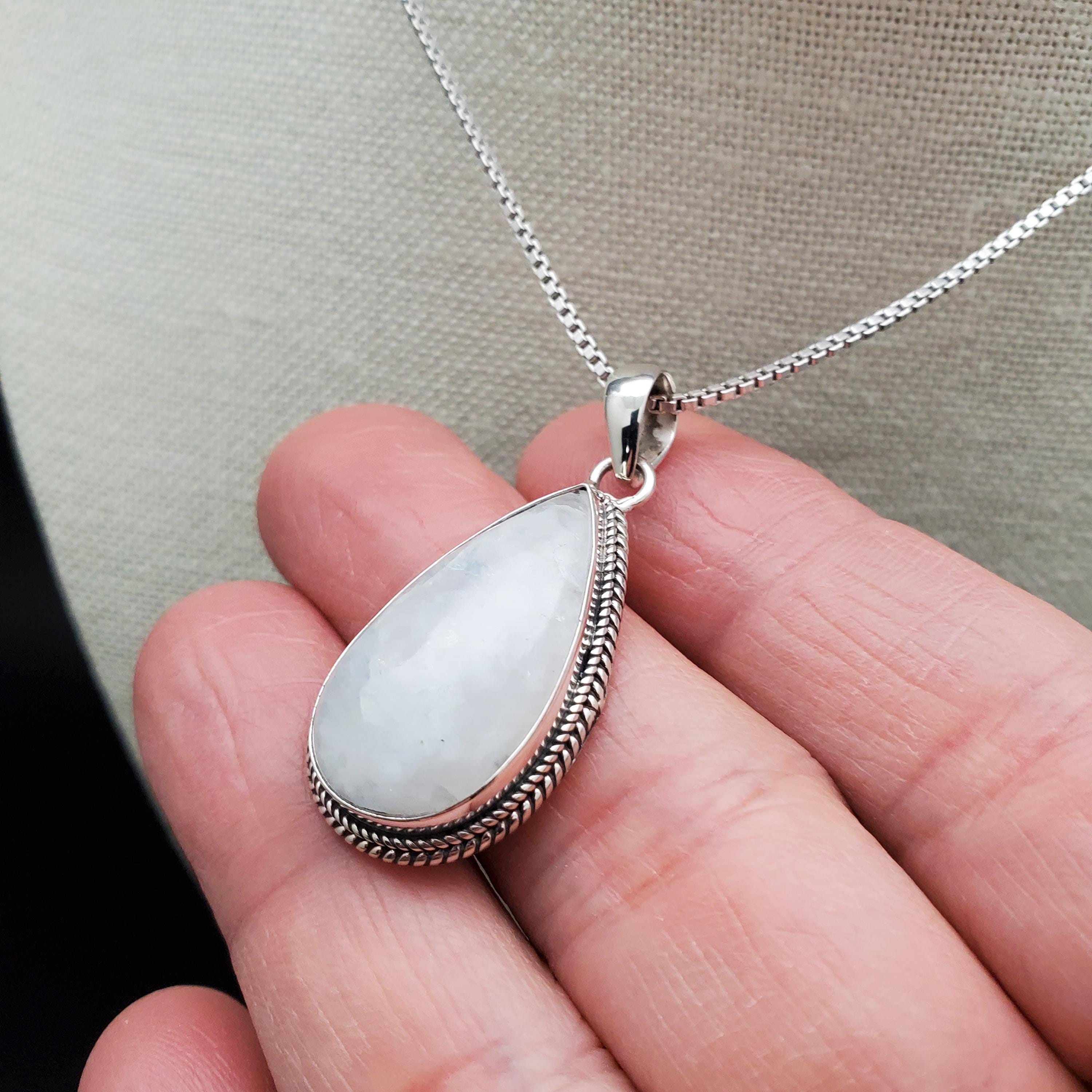 SFH #184 | Rainbow Moonstone Necklace Pendant Option Silver Chain