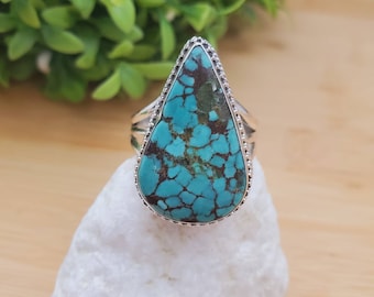 PLNT#248 | Big Turquoise Ring Size 12 | Sterling Silver Turquoise Ring | Handmade Turquoise Ring For Her | Southwestern Jewelry | Everyday