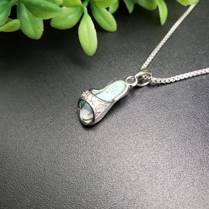 SFH #292 | Dainty CZ Larimar Flip Flop Necklace Pendant With Silver Chain Necklace | Sterling Larimar Flip Flop Pendant | Gift For Her