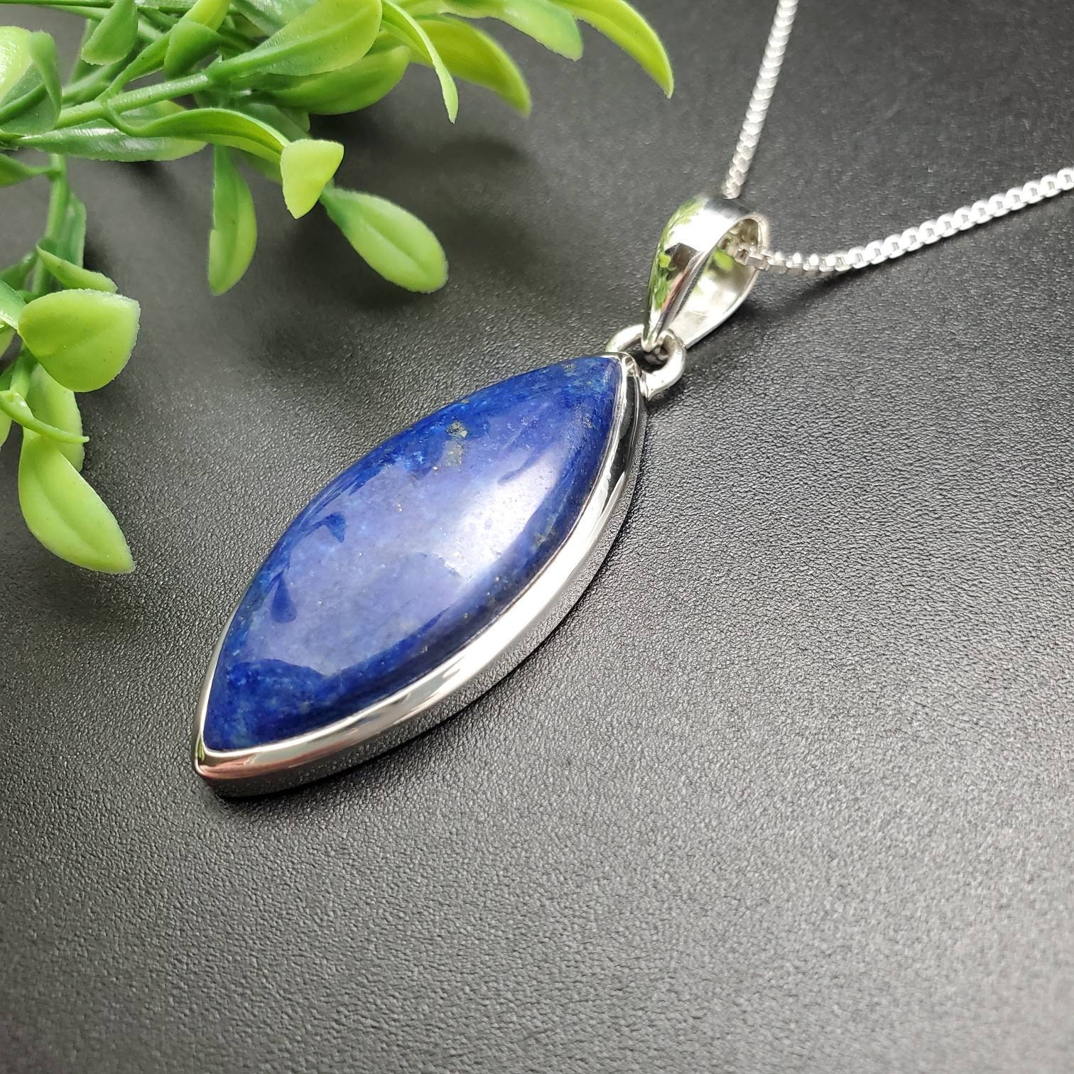 PLNT#170 | Unique Blue Lapis Lazuli Necklace Pendant With Silver