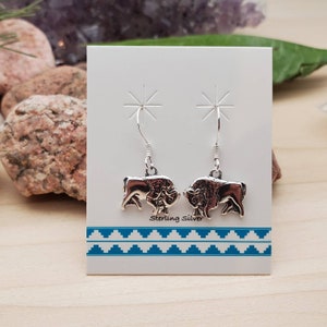 925ForHer Buffalo Earrings | Sterling Silver Charm Buffalo Dangle Earrings | Casted Silver Buffalo Jewelry | Southwest Earrings Made in USA
