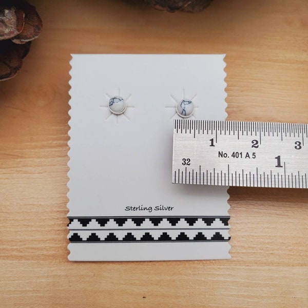 925ForHer 4mm Very Small Studs | White Buffalo Turquoise Studs | Sterling Silver Studs | White Turquoise  Posts | Cartilage Post Earrings