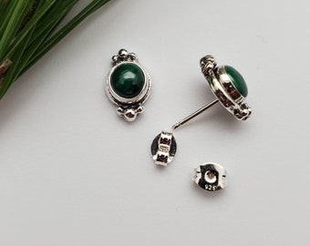 Dainty Malachite Stud Earrings | Malachite Post Earrings | Sterling Silver Earrings | Small Malachite Stud | Green Stone Jewelry Made in USA