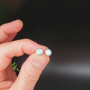 EMV #157 | 6-7mm Blue Larimar Posts | Sterling Silver Larimar Earrings | Simple Larimar Studs | Simple Larimar Earrings | Blue Stone Posts
