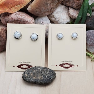 925ForHer Buffalo White Turquoise Studs | Stunning White Studs | 925 Sterling Silver Stud Earrings | Dainty Turquoise Studs | Everyday Studs
