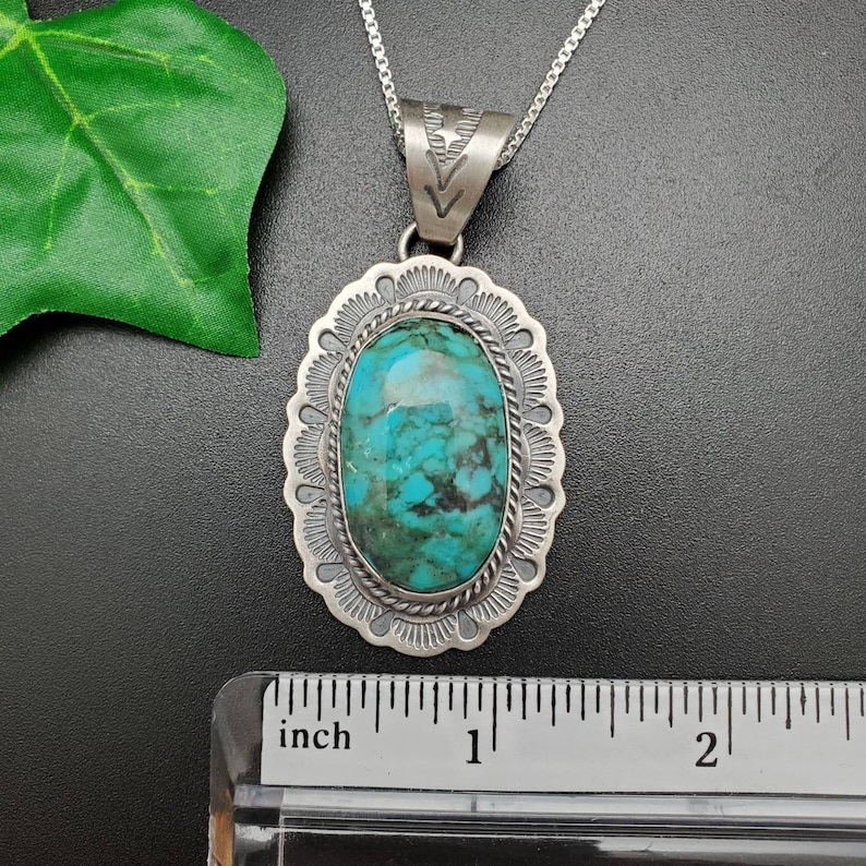 SFH #20 | Kingman Turquoise Necklace Pendant With Silver Chain Necklace ...