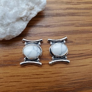 925ForHer White Buffalo Turquoise Post Earrings | White Turquoise Stud Earrings | Sterling Silver Post Earrings | Small Southwest Earrings