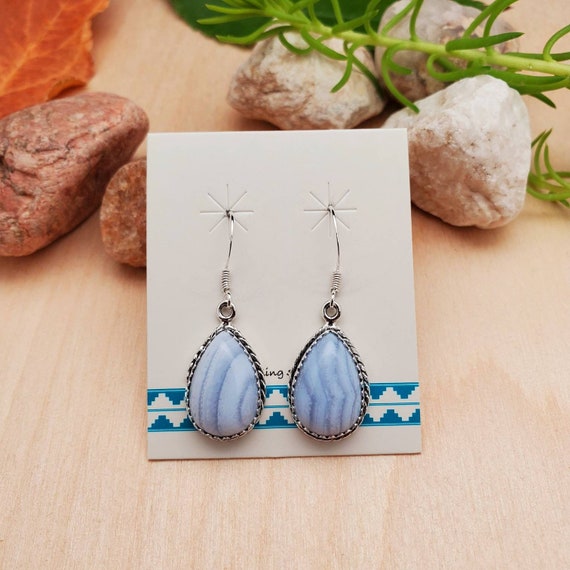 Teardrop Blue Lace Agate Earrings Teardrop Blue Lace Agate Earrings