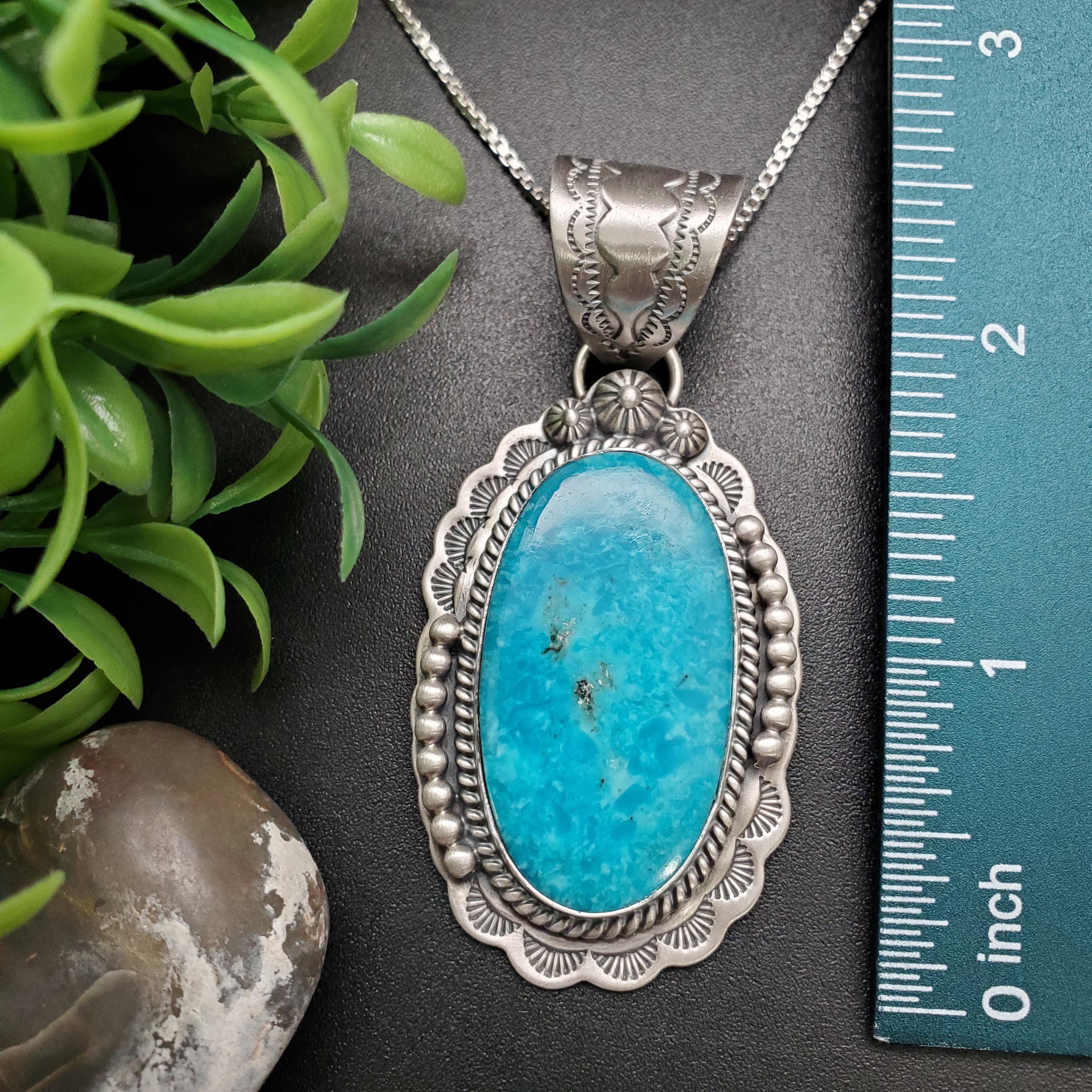 SFH #44 | Kingman Turquoise Pendant With Option a Silver Chain Necklace ...