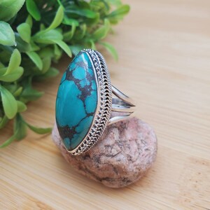 PLNT#216 | Big Turquoise Ring Size 12 | Sterling Silver Turquoise Ring | Handmade Turquoise Ring For Her | Southwestern Jewelry | Everyday