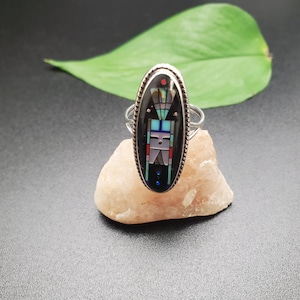 Inlay Ring #463 | Lovely Multicolor Inlay Southwest Ring | Sterling Silver Inlay Multicolor Ring | Dainty Micro Inlay Ring | Galaxy Ring