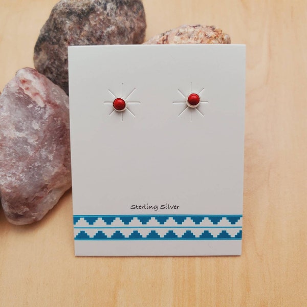 925ForHer 2mm Super Small Studs | Tiny Red Coral Studs | Sterling Silver Red Studs | Red Dot | Tiny Weightless Earrings | Tiny Stud Earrings