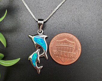 EMV #126 上品なブルーオパールインレイイルカネックレスペンダント