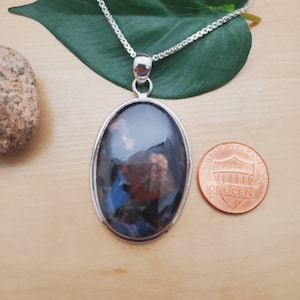 Beautiful #07 Pietersite Necklace Pendant With Silver Chain Necklace | Rare Pietersite Pendant | Lovely Sterling Silver Gemstone Necklace