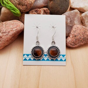 925ForHer Tigereye Earrings | Tigereye Dangle Earrings | Sterling Silver Tigereye Jewelry | Dainty Earrings | Silver Earrings Made in USA