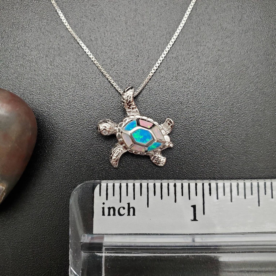 Sea Turtle Inlay EMV #28 Multicolor Opal Inlay Sea Turtle Necklace Pendant With Silver ...