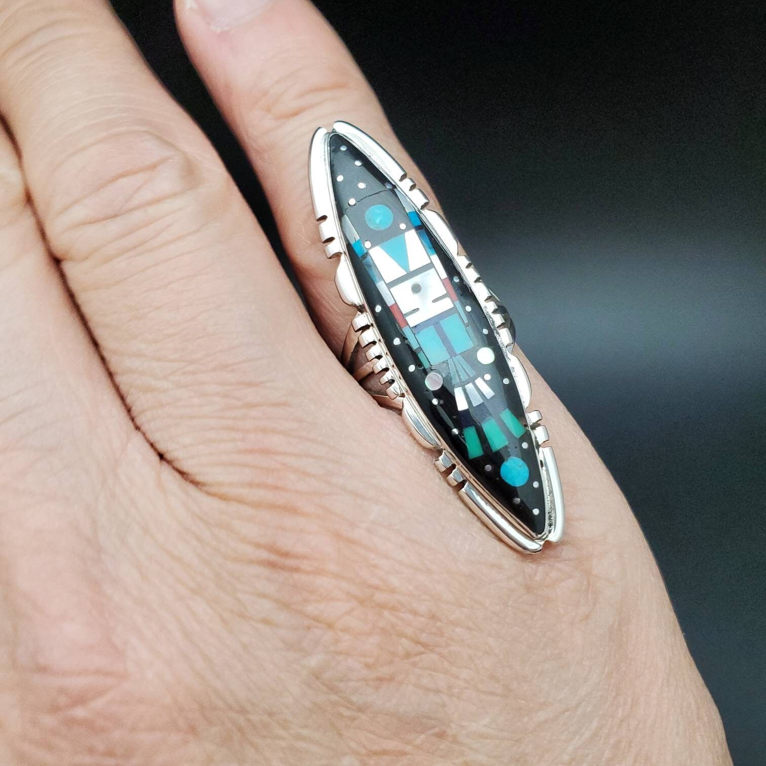 Inlay Ring #486 | Lovely Multicolor Inlay Southwest Ring | Sterling ...