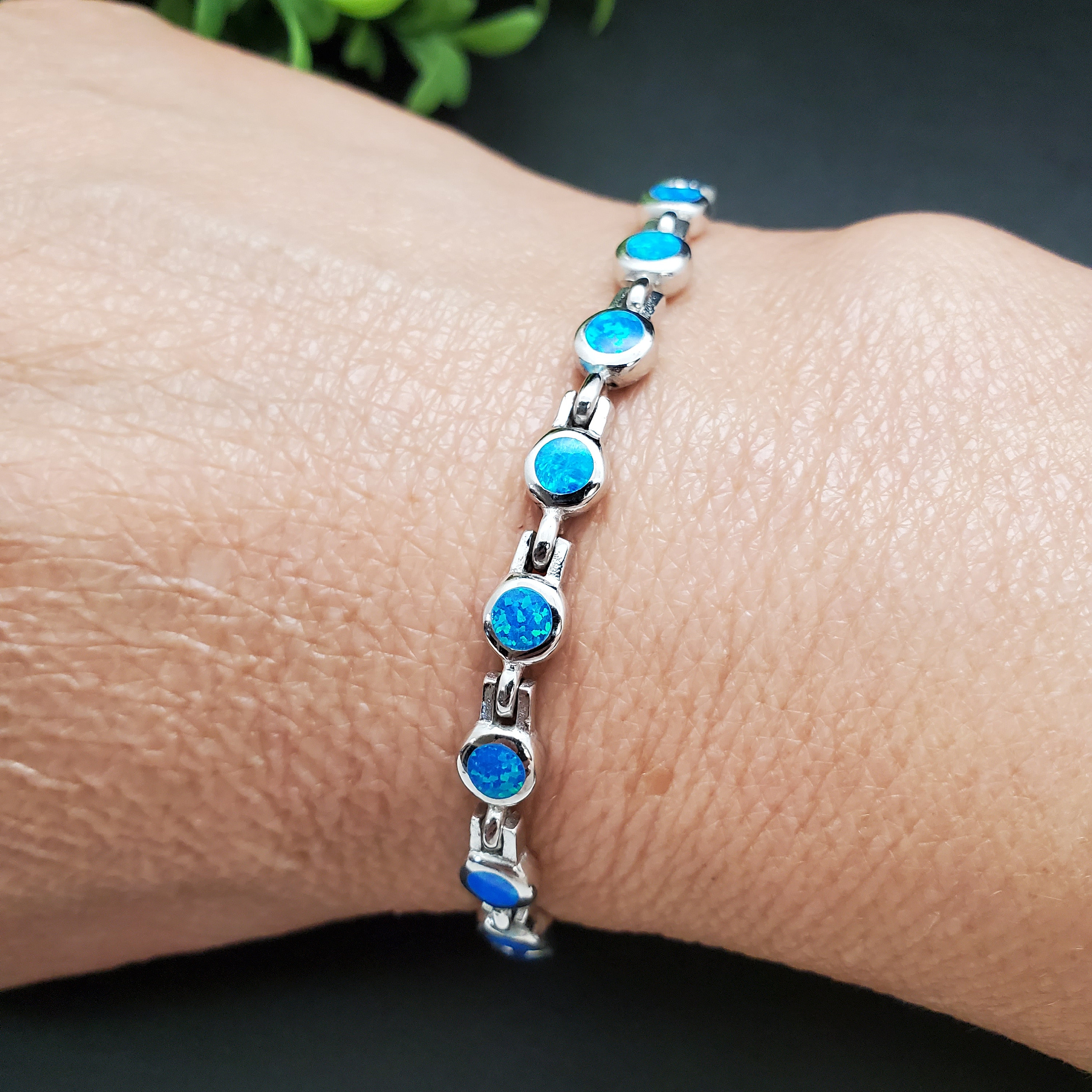 SAM #19 | ブルーオパールインレイリンクブレスレット 7 1/2