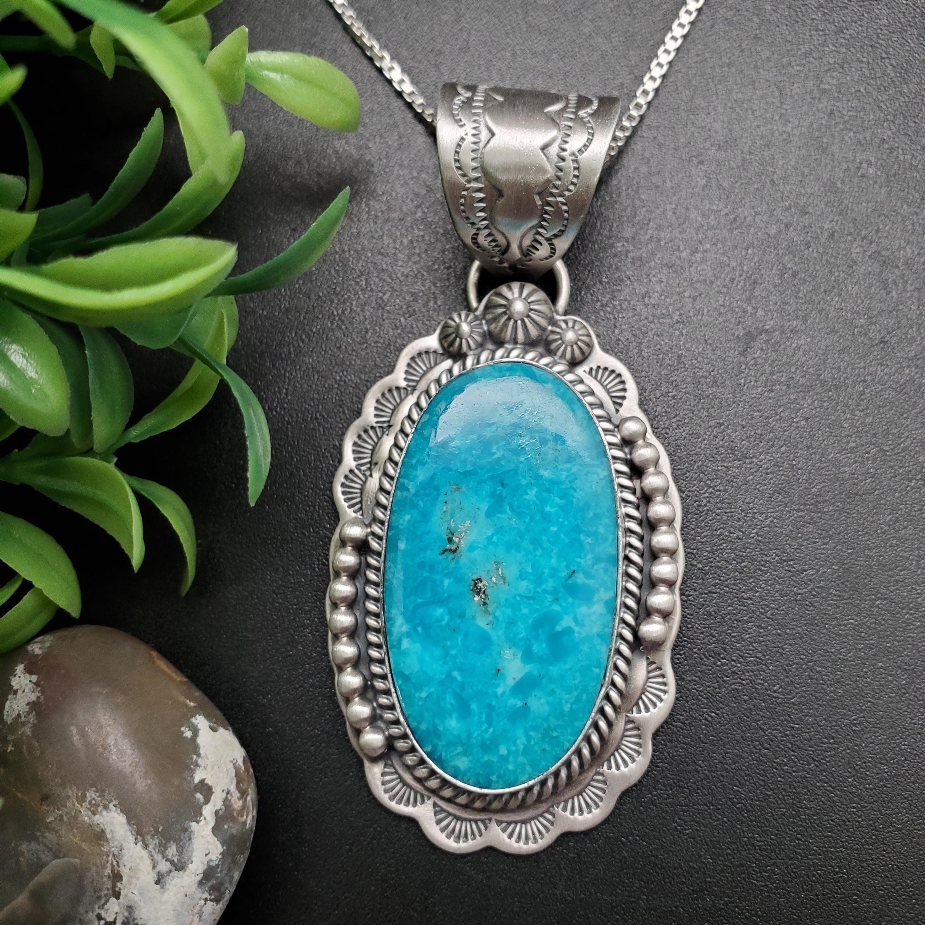 SFH #44 | Kingman Turquoise Pendant With Option a Silver Chain Necklace ...