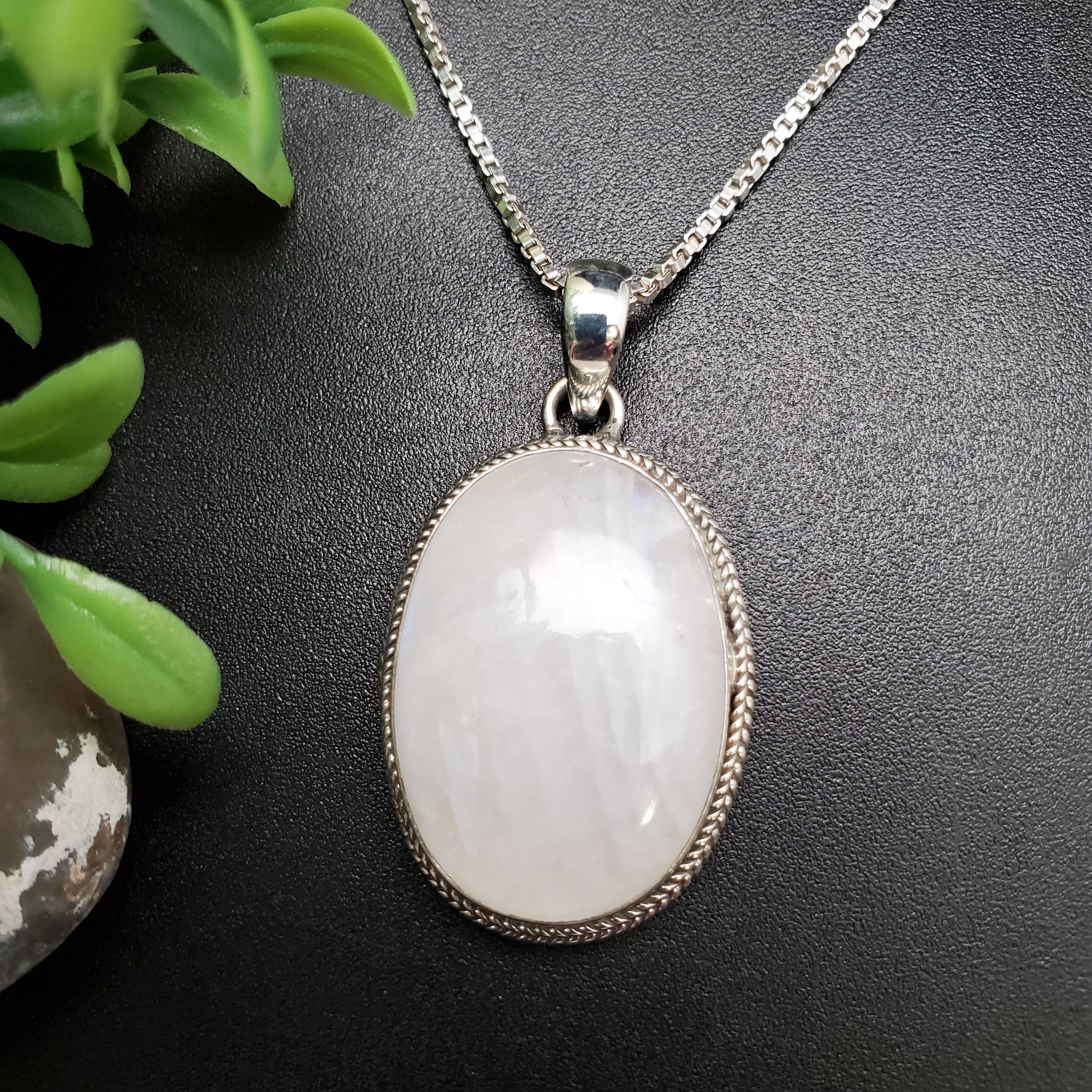 SFH #193 | Rainbow Moonstone Necklace Pendant Option Silver Chain