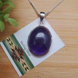 PLNT#209 | Unique Purple Amethyst Necklace Pendant With Silver Chain Necklace | Big 12mm Bail Sterling Silver Amethyst Pendant Necklace
