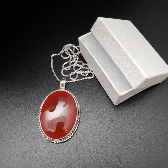 [韓国の人気ジュエリー] 925 silver. Carnelian necklace (6mm) Pure S999 Fine Silver Chain 6mm Cloud Pattern Cable Link