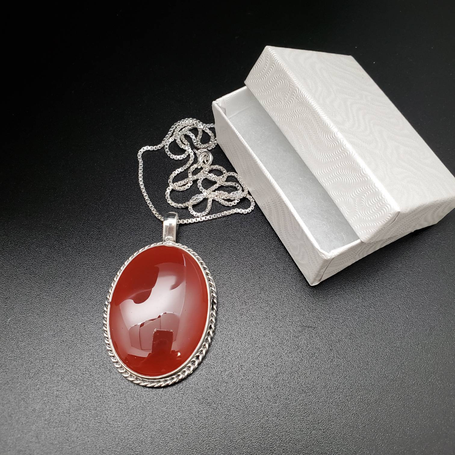 Stock# P03 | 30x40mm Carnelian Crystal Necklace Pendant With