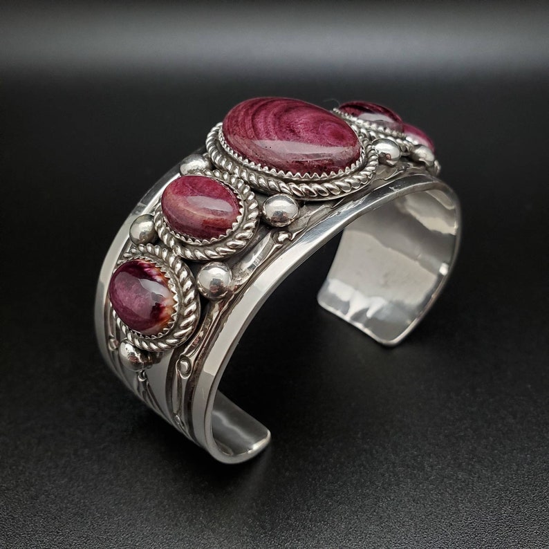 925forher Big Purple Spiny Oyster Bracelet Cuff Sterling Etsy