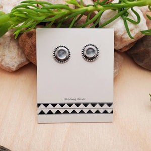 925ForHer Tiny White Moonstone Post Earrings | Sterling Silver Stud Earrings | White Moonstone Studs | Small Moonstone Earrings Made in USA