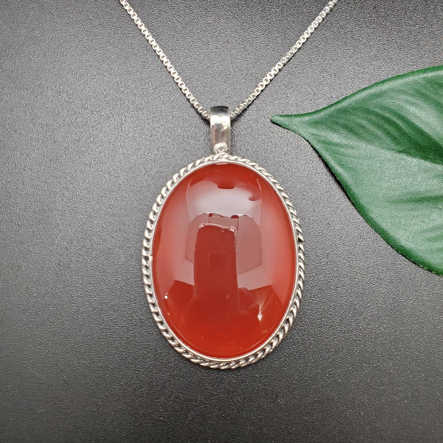 Stock# P03 | 30x40mm Carnelian Crystal Necklace Pendant With