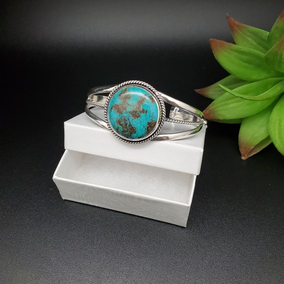 ターコイズ シルバーカフブレスレット CW-007 | ブルー ターコイズ ブレスレット カフ | スターリング