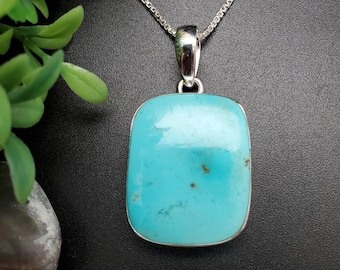 PLNT#317 Colgante de turquesa con cadena de plata / Colgante de turquesa de plata de ley / Joyería de turquesa del suroeste / Colgante sencillo
