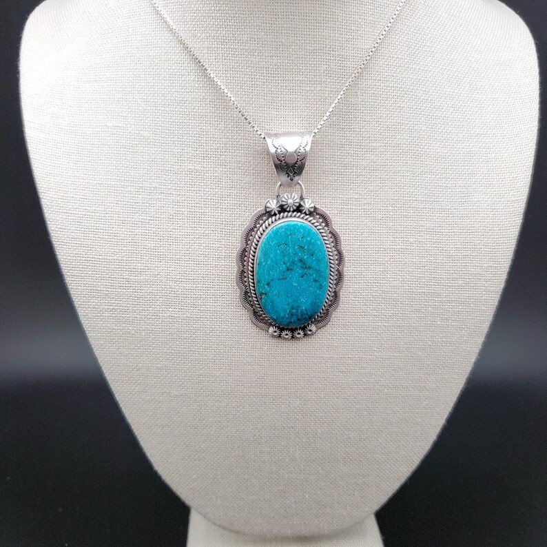 SFH #45 | Kingman Turquoise Pendant With Option a Silver Chain Necklace ...