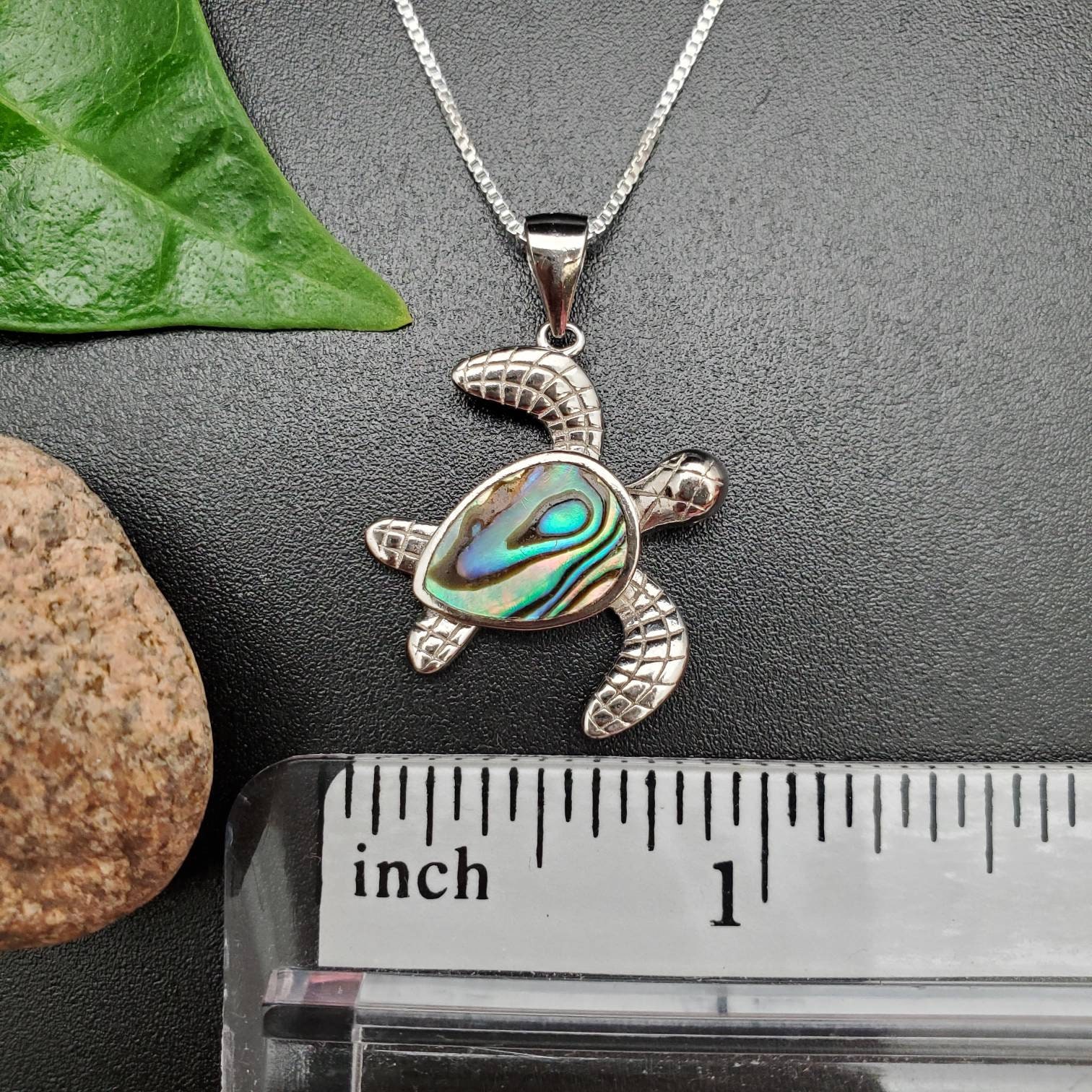 Sea Turtle Inlay EMV #23 Dainty Abalone Inlay Sea Turtle Necklace Pendant With Silver ...
