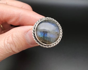 [HARANG]★BTS 着用★ HR 27R_Big Labradorite Ring 925forher Lovely Labradorite Ring Size 7 | Sterling Silver
