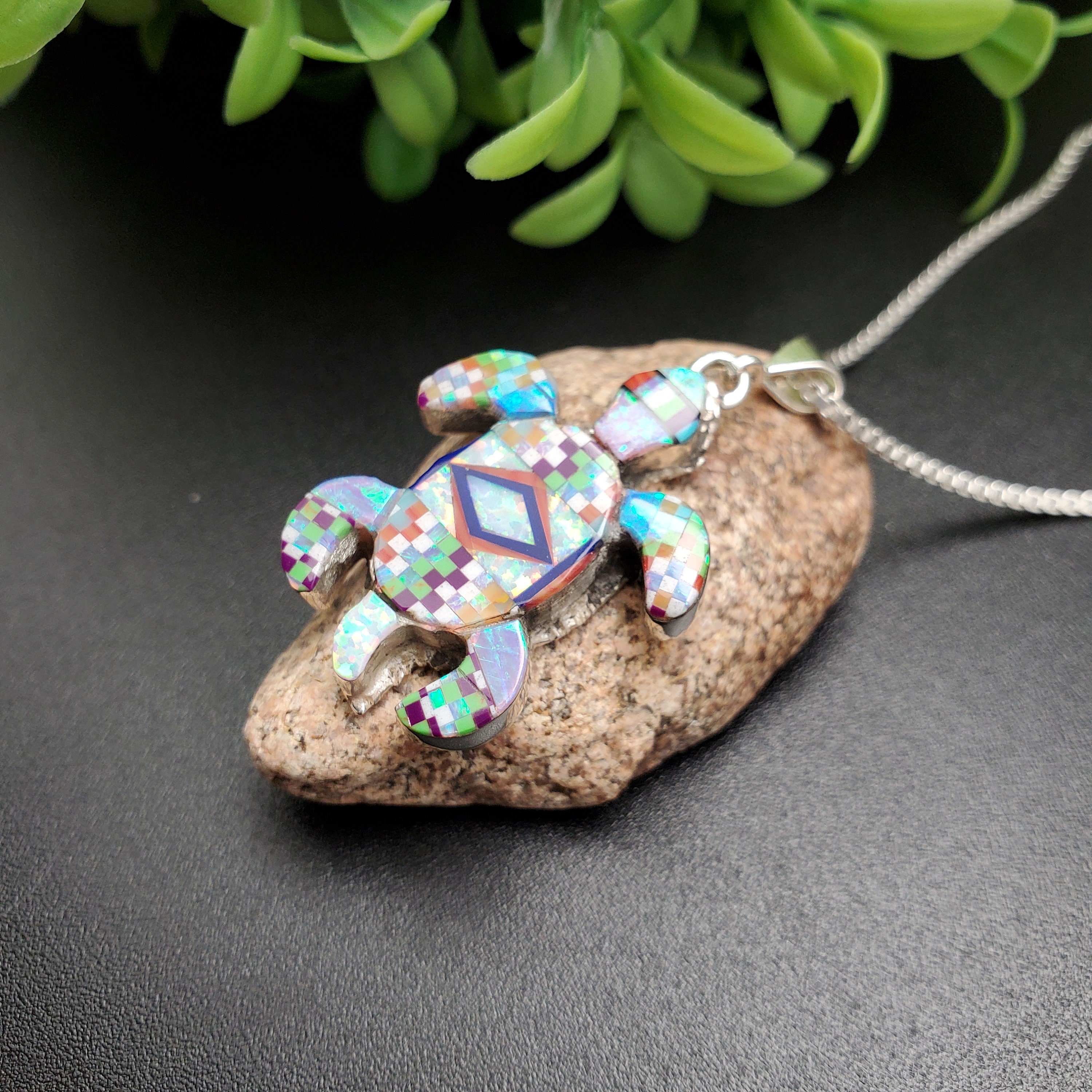 ペンダントトップ①その他付属品 TT #162 | マルチカラーインレイ ウミガメネックレスペンダント