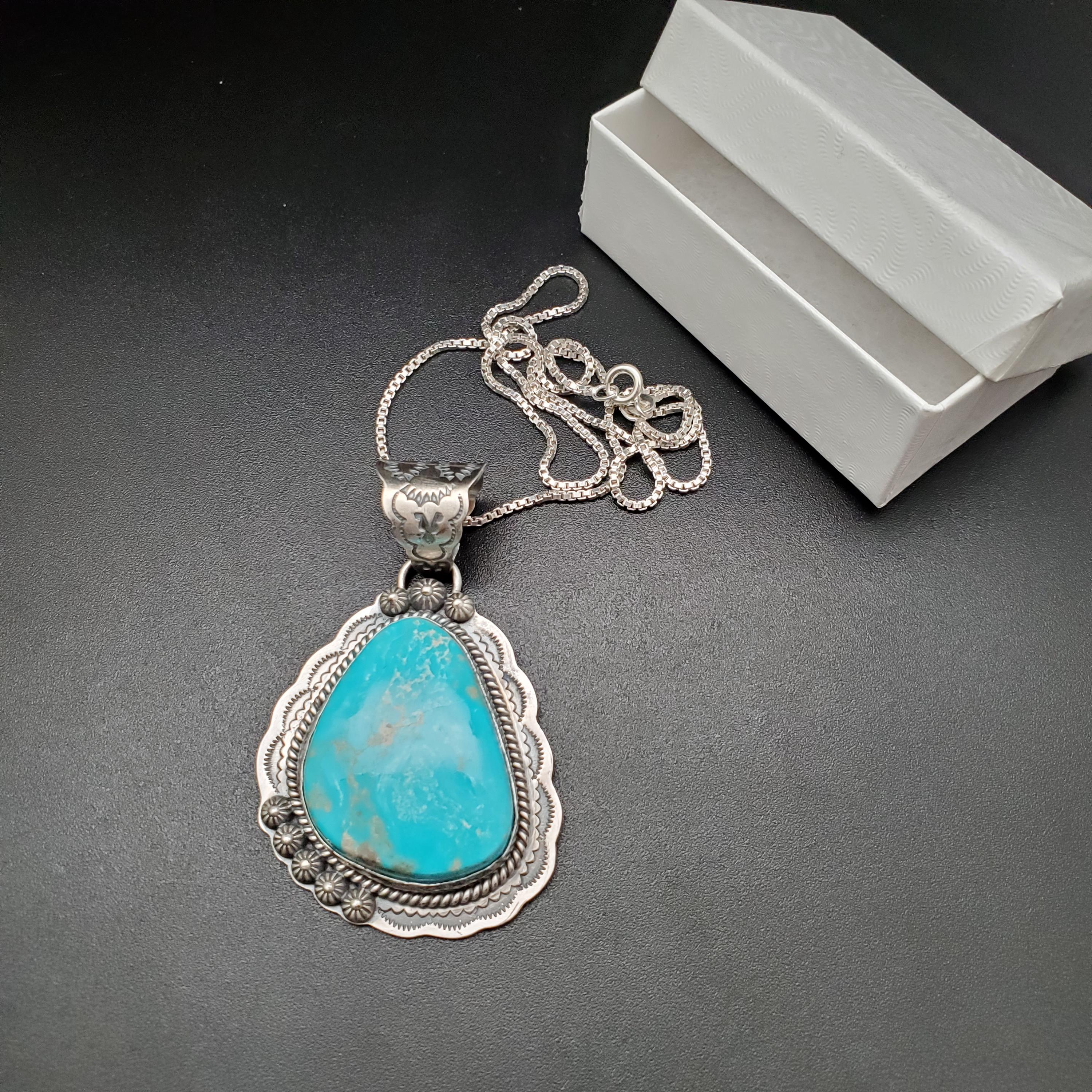 SFH #13 | Kingman Turquoise Necklace Pendant With Option of Silver