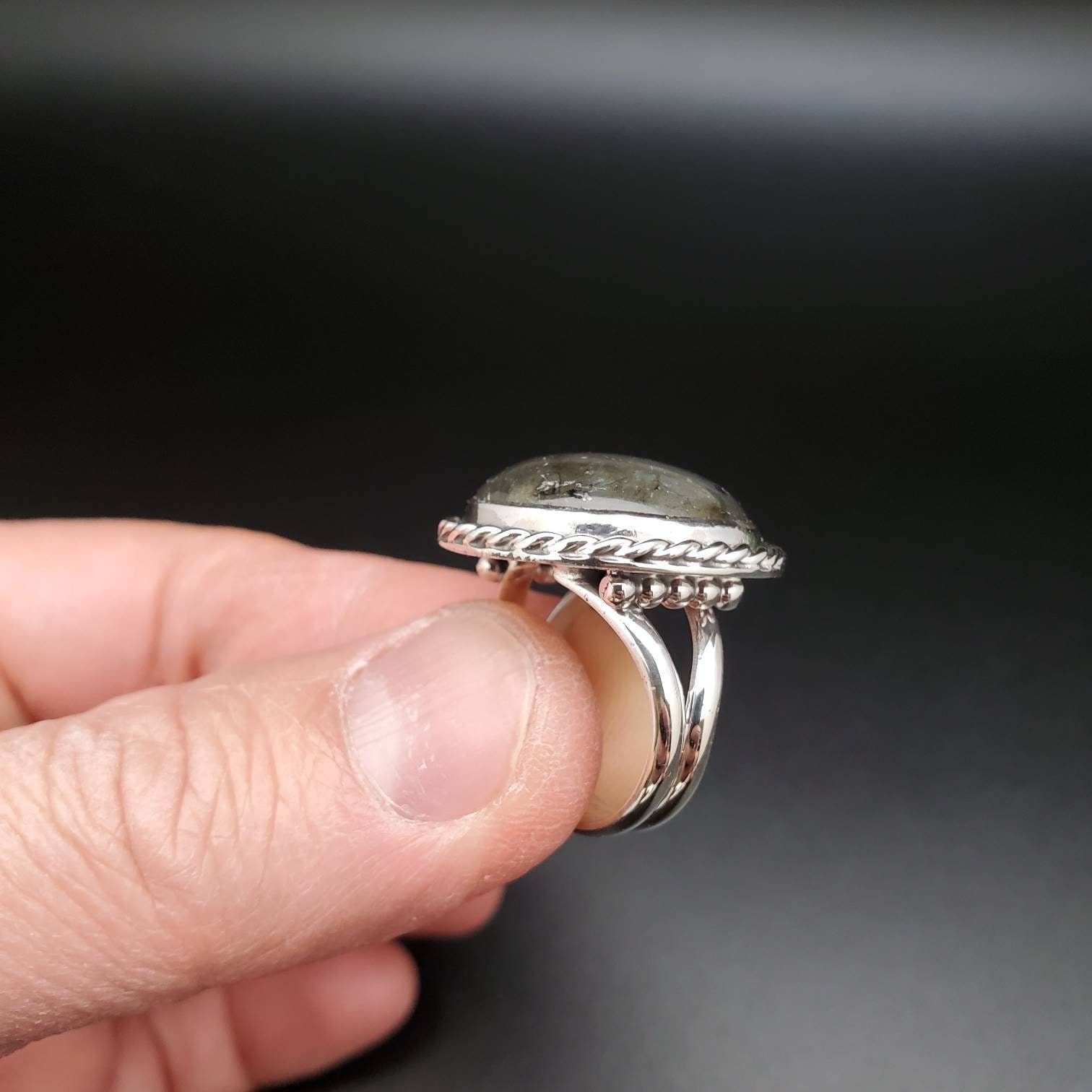 [HARANG]★BTS 着用★ HR 27R_Big Labradorite Ring 925forher Lovely Labradorite Ring Size 7 | Sterling Silver