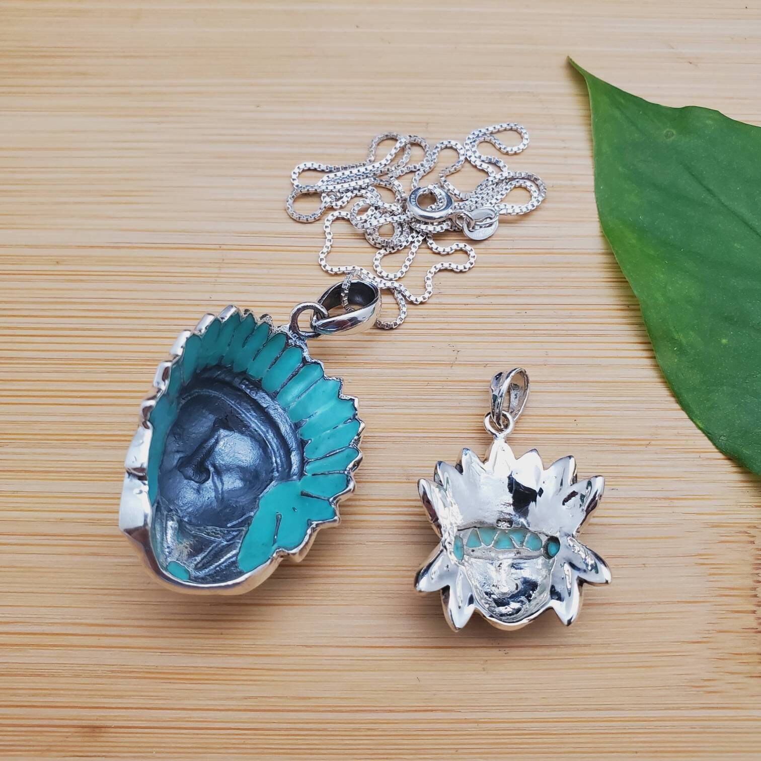 Native American Indian Chief Head Necklace Pendant With Silver - Etsy