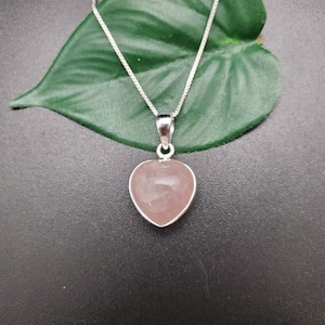 SC # 01 roze hart ketting hanger met zilveren ketting ketting | Sterling Zilveren Rose Quartz Ketting Hanger | 2 zijden hanger geschenken voor haar