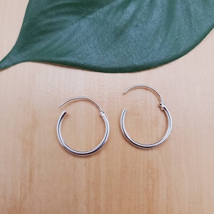 925ForHer 15mm Silver Hoop Sleeper Earrings | Sterling Silver Hoop Earrings | Full Hoop Piercings | Everyday Simple Silver Hoop Earrings