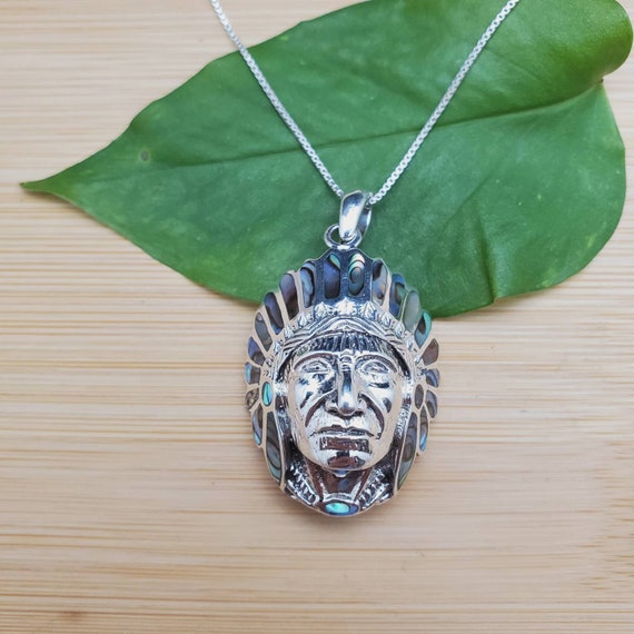 ネックレス・ペンダント Indian BearColal Head Hand Made Native American Indian Chief Necklace Pendant With Silver Chain